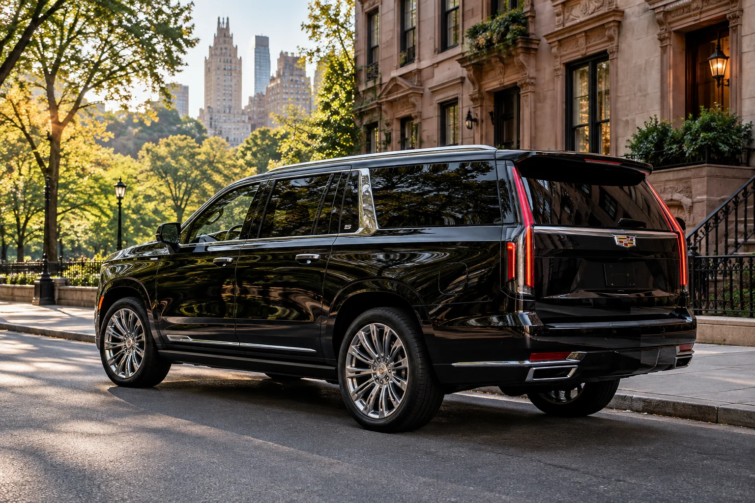 Illustrative Cadillac Escalade ESV exterior view in New York