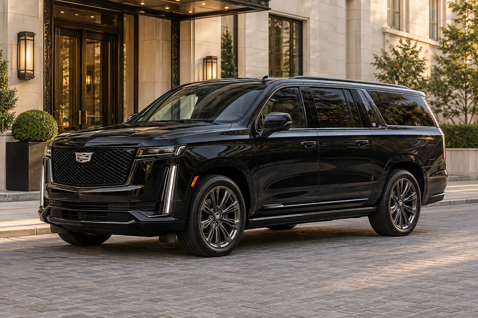 Illustrative front three-quarter view of Cadillac Escalade ESV