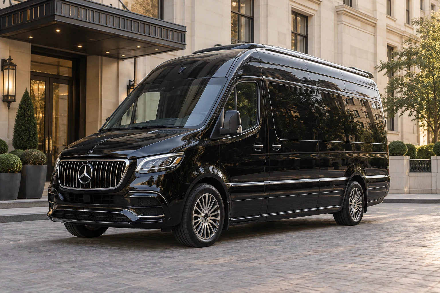 Illustrative front three-quarter view of Mercedes Sprinter Maybach