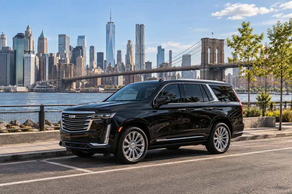 Illustrative private chauffeur travel scene in New York for point to point